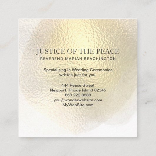 *~*の治安判事-抽象的なイエロー・ゴールド スクエア名刺 (裏面)