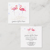 *~*の治安判事-結婚式2羽のフラミンゴ スクエア名刺 (正面/裏面)