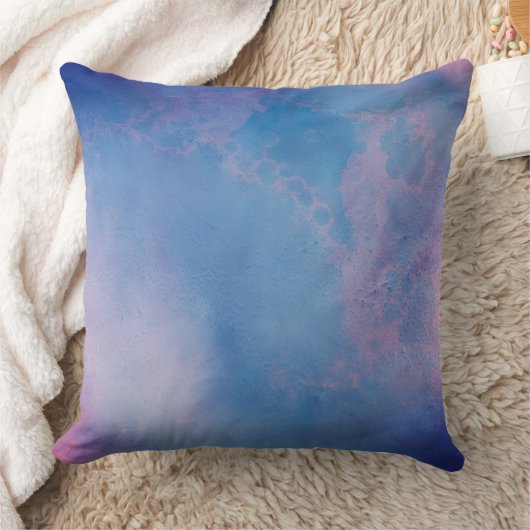 *~*の泡だらけの青いマゼンタの抽象芸術のモダンの水彩画 クッション (ブランケット)