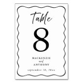 の波状結婚枠の手書きスクリプト黒 テーブルナンバー (裏面)