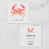 *~*の海によってパステル調の水彩画のカニの素晴らしい食事 スクエア名刺 (正面/裏面)