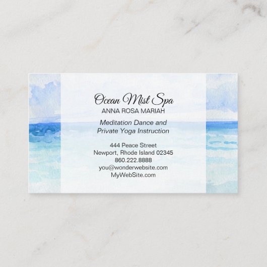 *~*の海の海のビーチのスパのサティのヨガ 名刺 (裏面)
