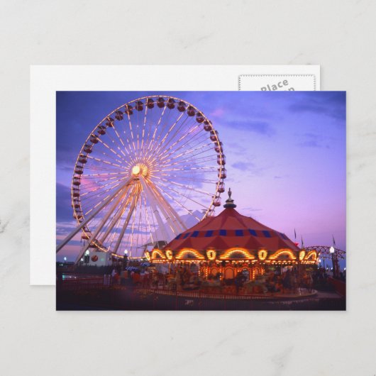 の海軍埠頭の観覧車と回転木馬 ポストカード (正面/裏面)