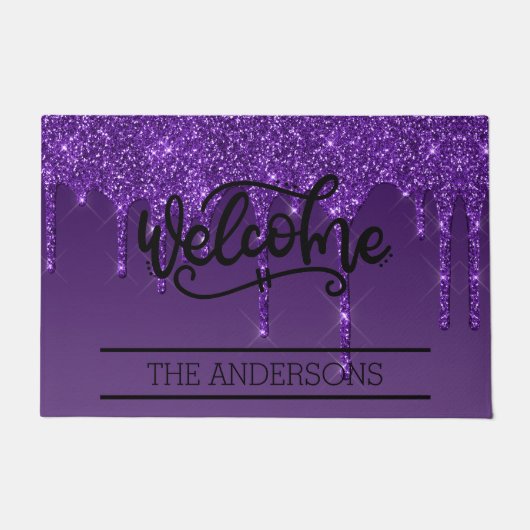 の滴カスタム滴グリッターファミリーウェルカムフォーマット ドアマット (正面)