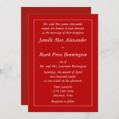 の濃カスタムい赤の招待状またはお知らせ 招待状 (正面/裏面)