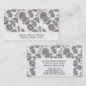 *~*の灰色の花の旧式でビクトリアンなヴィンテージの麻布 名刺 (正面/裏面)