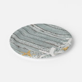 |の灰色を得ている素朴な風化させた木製のヒトデ ペーパープレート (アングル)