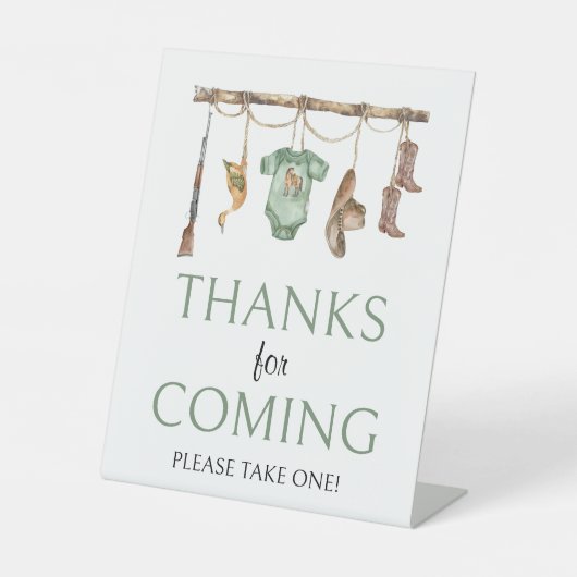 の為に小さなハンター感謝してい赤ん坊のシャワー来 台座サイン (正面)