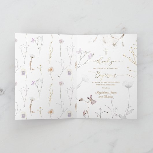 の為に感謝していは野花の来洗礼 カード (内部)