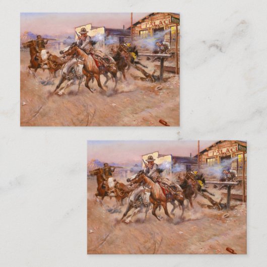 の煙。45, 1908 by Charles Marion Russell 名刺 (正面/裏面)