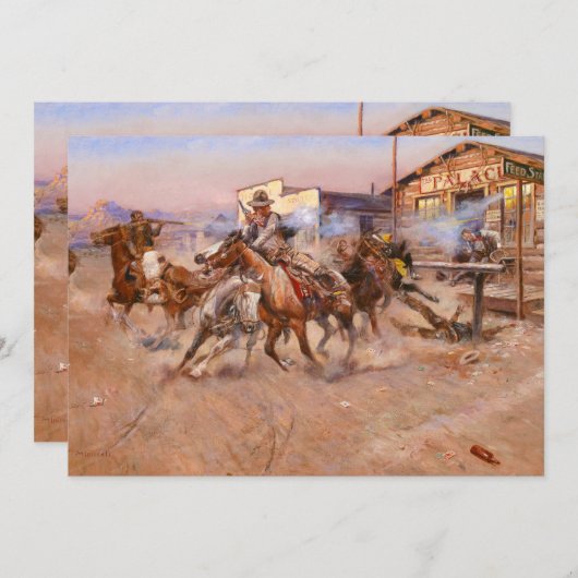 の煙。45, 1908 by Charles Marion Russell 招待状 (正面/裏面)