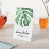 の熱帯リーフを使用したハッシュタグの結婚標識 台座サイン (インサイチュ)