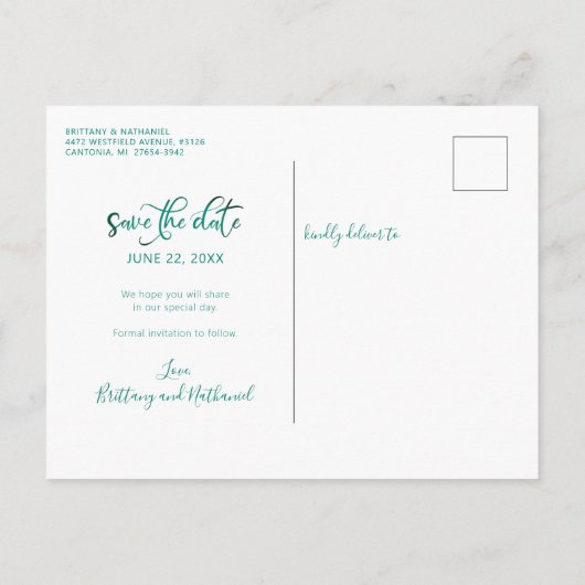 の熱帯結婚ビーチ目的地の船酔い 案内ポストカード (裏面)