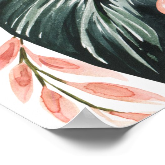 の熱帯結婚フローラ金ゴールド歓迎サイン ポスター (角)