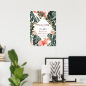 の熱帯結婚フローラ金ゴールド歓迎サイン ポスター (ホームオフィス)