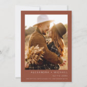 の燃結婚えたオレンジ色のテラコッタの写真フローラ 招待状 (裏面)