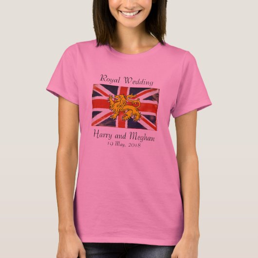 の王室のハリーとメガンTシャツ（ピンク） Tシャツ (正面)
