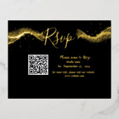 の王室の黒結婚金のQrコードrsvp 箔招待状ポストカード (正面)