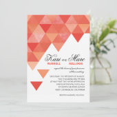|の珊瑚のモモを結婚する幾何学的な三角形 招待状 (スタンド正面)