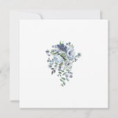 ～の生活のお祝いほこりっぽい青と白フローラ 招待状 (裏面)