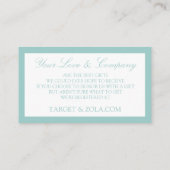 の登結婚録登録カード – ライトターコイズ エンクロージャーカード (裏面)