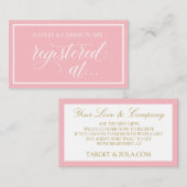 の登結婚録 – カードに登録 – ピンク&金ゴールド エンクロージャーカード (正面/裏面)