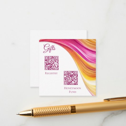 の登結婚録 – モダンピンク色オレンジ色 エンクロージャーカード (正面/裏面インサイチュ)