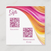 の登結婚録 – モダンピンク色オレンジ色 エンクロージャーカード (正面)