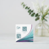 の登結婚録 – モダン抽象芸術 – 紫とティール（緑がかった色）- エンクロージャーカード (スタンド正面)
