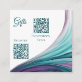 の登結婚録 – モダン抽象芸術 – 紫とティール（緑がかった色）- エンクロージャーカード (正面)