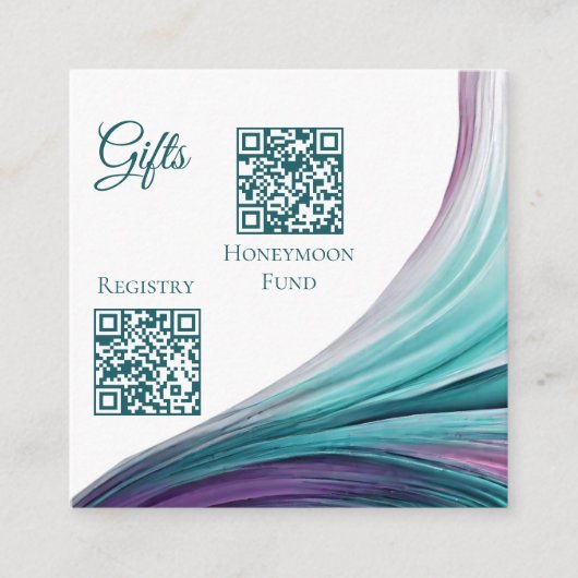 の登結婚録 – モダン抽象芸術 – 紫とティール（緑がかった色）- エンクロージャーカード (正面)