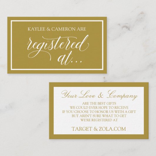 の登結婚録 – Wishing Well Cards -金ゴールド エンクロージャーカード (正面/裏面)