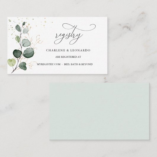 の登結婚録eucalyptus金ゴールドフローラ プレイスカード (正面/裏面)