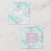 *~*の白いレースの曼荼羅のパステル調ピンクの黄色の青 スクエア名刺 (正面/裏面)