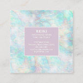 *~*の白いレースの曼荼羅のパステル調ピンクの黄色の青 スクエア名刺 (裏面)