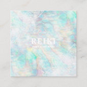 *~*の白いレースの曼荼羅のパステル調ピンクの黄色の青 スクエア名刺 (正面)