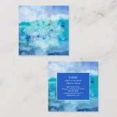 *~*の白いレースの曼荼羅の海のビーチの海の水彩画 スクエア名刺 (正面/裏面)