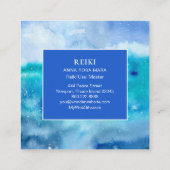 *~*の白いレースの曼荼羅の海のビーチの海の水彩画 スクエア名刺 (裏面)