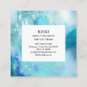 *~*の白い曼荼羅の海のビーチの海の柔らかい水彩画 スクエア名刺 (裏面)