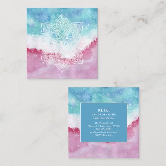 *~*の白い曼荼羅の海のビーチの海の赤白青 スクエア名刺 (正面/裏面)
