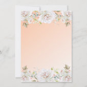 の白い結婚ピンクのコーラルローズブーケ 招待状 (裏面)