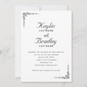 の白い結婚ミニマルなコーナーが飾られる 招待状 (正面)