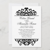 |の白い黒を結婚する魅力的な金ゴールドホイルの華麗さ 招待状 (正面)