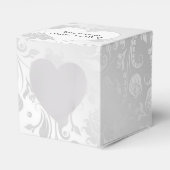 の白結婚いサテンダマスクとハート フェイバーボックス (正面サイド)