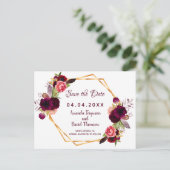 の白結婚いブルゴーニュの花模様は日付を保存する 案内ポストカード (スタンド正面)