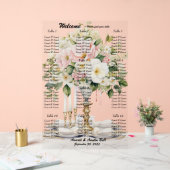 の白結婚とピンクのフローラ座席表 アクリルサイン (ウェディング)