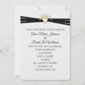 の白結婚エンボスフローラとハート 招待状 (正面)