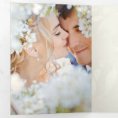 の白結婚スワンズクリームパールレースダマスク3 三つ折り招待状 (内部最初)