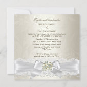 の白結婚スワンズクリームパールレースダマスクSQ 招待状 (裏面)