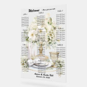 の白結婚バラ座席表 アクリルサイン (傾斜)